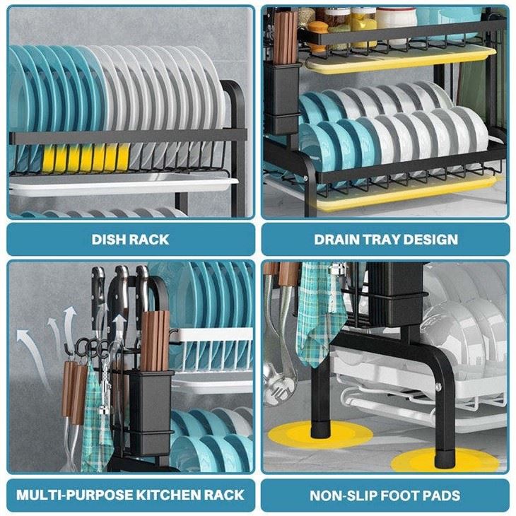 best dish drying rack with drain board