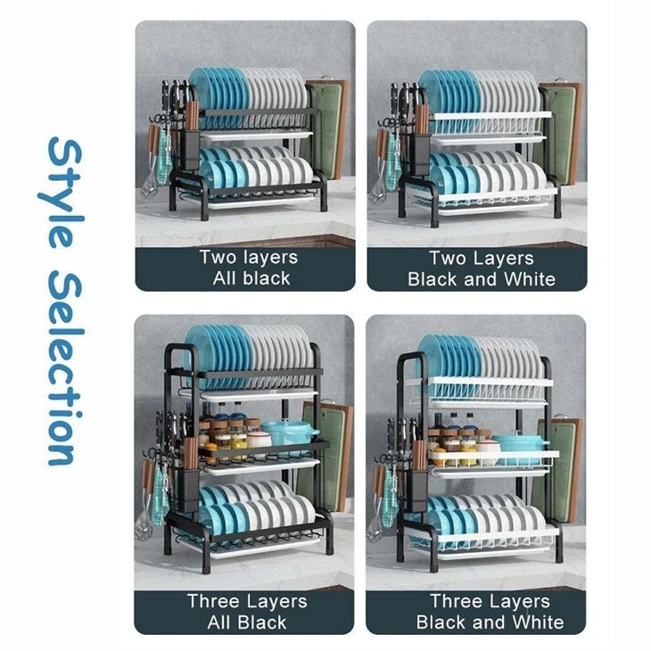 large dish drying rack with drain board